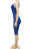 Blue Euramerican Fashion Sexy Condole Belt V Neck Hollow Out Pure Color Women Romper Shorts XZ5221-3