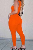 Orange Sexy Solid Color Round Neck Strapless Hollow Out Slim Fitting Bodycod Jumpsuits YNS1661-2