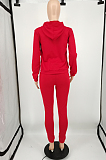 Pink Casual Cotton Blend Long Sleeve With Pocket Hoodie Pants Solid Color Sport Sets YM213-1
