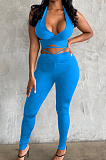 Orange New Summer Halter Neck Backless Strapless Bandage Bodycon Pants Solid Color Two-Piece YNS1653-2