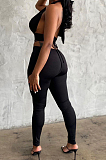 Pink New Summer Halter Neck Backless Strapless Bandage Bodycon Pants Solid Color Two-Piece YNS1653-3
