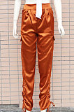Brown Euramerican Women Loose Shirred Detail Overall Harem Pants HJC630285317465