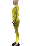Pink Euramerican Women Trendy Solid Color Zipper Long Sleeve Tight Pants Sets MF5193-2