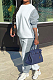 Gray White Casual Color Matching Long Sleeve Round Collar Fleece Sweat Pants Two-Piece BBN192 