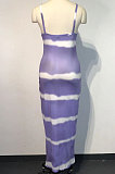 Wmen Printing Condole Belt Long Dress WDS210616