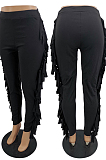 Black Cute Tassel High Waist Solid Color Bodycon Pants MTY6568-2