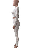Black Women Lace Long Sleeve Tops Bodycon Sport Casual Pants Sets NK261-2