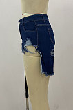 Dark Color Lady Jeans Tassel Shorts NZ948