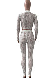White Women Lace Long Sleeve Tops Tight Sport Casual Pants Sets NK261-1