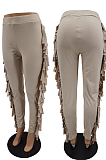 Champagne Cute Tassel High Waist Solid Color Bodycon Pants MTY6568-3