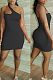 Black Summer Simple Oblique Shoulder Sexy Solid Color Tight Mini Hip Dress YNS16809-4