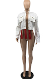 White Cute Tassel Cotton Blend Long Sleeve Lapel Neck With Pocket Solid Color Coat MTY6571-2
