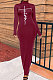Wine Red Women Long Sleeve Pure Color Sexy Long Dress BYL79000-2
