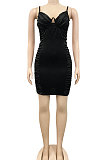 Black Euramerican Solid Color Trendy Women Sexy Condole Belt Sleeveless Strapless Mini Dress XZ5272-1