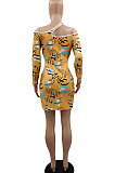 Violet Long Sleeve Euramerican Dew Waist One Shoulder Sexy Mini Dress GB8030-2