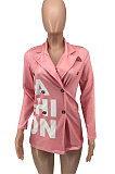 Pink Autumn Winter Long Sleeve Small Suit OL Bodycon Double-Breasted  Jacket AYL88886-1