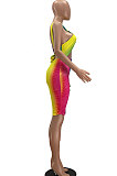 Multicolor Women Fashion Hip Strapless Backless Printing Bodycon Dress PH1213