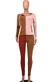 Black Wholesal Autumn Winter Contrast Color Spliced Long Sleeve Zipper Hoodie Bodycon Pants Sport Sets SMD82080-4