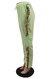 Fluorescent Cotton Blend Colorful Tassel Loose Bandage Sweat Pants QSS51040-2