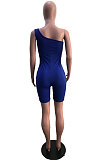 Black Summer Wholesal Oblique Shoulder Slim Fitting Solid Color Romper Shorts YSH6233-2