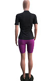 Balck Summer Patterns Printing Short Sleeve Round Collar T-Shirts Shorts Sport Sets YSH6232-1