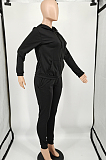 Gray New Casual Long Sleeve Zippet Hoodie Sweat Pants Solid Color Two-Piece YM216-4
