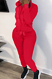 Pink New Casual Long Sleeve Zippet Hoodie Sweat Pants Solid Color Two-Piece YM216-7