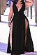 Black Sexy Wholesal Sleeveless Deep V Neck Personality Slim Fitting Long Dress WA7205-2