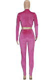 Pink Wholesal New Pleuche Long Sleevve Zipper Hoodie Pencil Patns Sport Sets FFE176-3