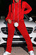 Red Autumn Winter Long Sleeve Hoodie Jumper Ruffle Pants Sport Sets E8509-3