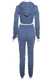 Wholesal New Contrast Color Spliced Long Sleeve Zipper Hoodie Sweat Pants Casual Sets SX05763