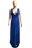 Blue Sexy Wholesal Sleeveless Deep V Neck Personality Slim Fitting Long Dress WA7205-3