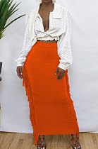Orange Black Cute Two Side Tassel Long Skirts MTY6538-5