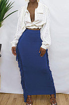 Blue Black Cute Two Side Tassel Long Skirts MTY6538-6