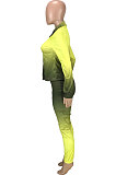 Yellow Wholesal Gradient Long Sleeve Lapel Neck Single-Breasted Shirts Pencil Pants Sets SM9200-1