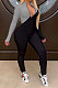 Gray Modest Color Matching Long Sleeve Stand Neck Zipper Bodycon Jumpsuits HY5241-1