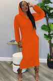 Navy Blue Women Solid Color Casual Long Hollow Out Long Sleeve Long Dress FFE172-3