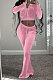 Pink Wholesale New Korea Velvet Long Sleeve Zipper Front Coat Flare Pants Casual Sets FH171-1