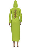 Yellow Women Solid Color Casual Long Hollow Out Long Sleeve Long Dress FFE172-1