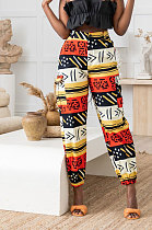 Colorful Modest Print With Pocket Zipper Casual Ankle Banded Pants BS1286-3