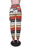 Colorful Modest Print With Pocket Zipper Casual Ankle Banded Pants BS1286-3