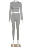 Light Gray Wholesale Modest Long Sleeve O Neck Crop Top Skiny Pants Sport Sets SX1738131-5