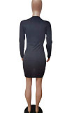 Black Euramerican Women Bodycon Individuality Split Solid Color Mini Dress LD81020-1