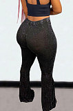 Black Euramerican Bodycon Tassel Casual Long Pants High Waist Tiny Flared Pants KZ2132-2