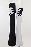 Blue Contrast Color Palm Tight High Waist Spliced Sexy Jeans Pants FLY21444-3