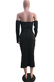 Black Elegant Solid Color Strapless Slim Fitting Long Dress YSH86264-1