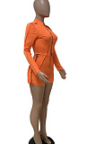 Orange Autumn Winter Euramerican Women Bandage Lacing Hollow Out Long Sleeve Romper Shorts LD81027-3