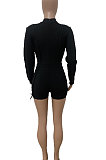 Black Autumn Winter Euramerican Women Bandage Lacing Hollow Out Long Sleeve Romper Shorts LD81027-2