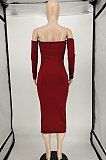 Black Euramerican Fashion Women Sexy A Word Shoulder Solid Color Strapless Mid Dress NL6092-2