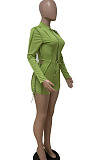 Green Autumn Winter Euramerican Women Bandage Lacing Hollow Out Long Sleeve Romper Shorts LD81027-1